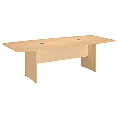 Bush Business Furniture 96"W x 42"D Boat Shaped Conference Table with Wood Base, Natural Maple, Standard Delivery