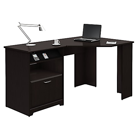 Bush Business Furniture Cabot 60"W Corner Desk, Espresso Oak, Standard Delivery