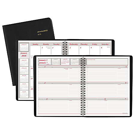 AT-A-GLANCE® Weekly/Monthly Appointment Book, 6 7/8" x 8 3/4", 30% Recycled, Black, January to December 2018 (7065005-18)