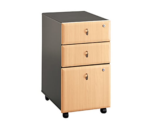 Bush OfficePro 3-Drawer File, Beech/Slate