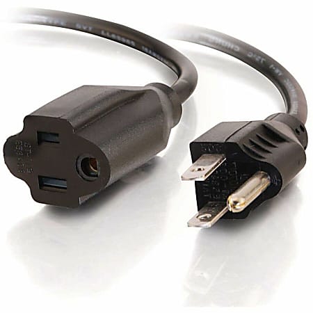C2G 3ft Power Extension Cord - 18 AWG - NEMA 5-15P to NEMA 5-15R - 3ft 18 AWG Outlet Saver Power Extension Cord (NEMA 5-15P to NEMA 5-15R) - 03114