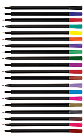 Office Depot Brand Fine Liner Porous Point Pens Medium Needle Point 0.8 mm  Black Barrels Assorted Ink Colors Pack Of 24 - Office Depot