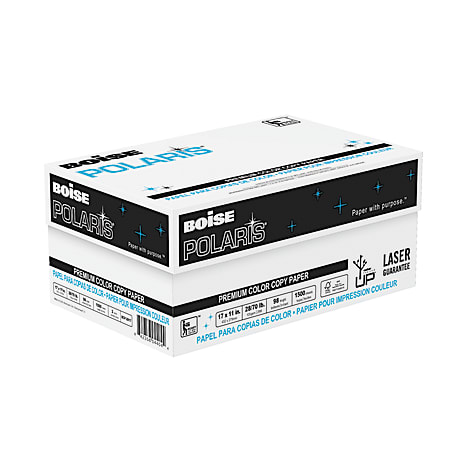 Boise® POLARIS® Premium Color Copy Paper, White, Ledger (11" x 17"), 1500 Sheets Per Case, 28 Lb, 98 Brightness, FSC® Certified