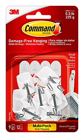 Command Small Wire Toggle Hooks, 9 Command Hooks, 12 Command Strips, Damage Free Organizing of Dorm Rooms, White