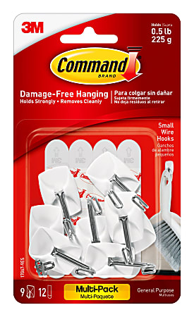 Command Small Wire Toggle Hooks, 9-Command Hooks, 12-Command Strips, Damage-Free, White