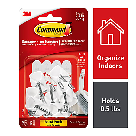 Command Small 12-Pack White Adhesive Wire Hook (12-lb Capacity)