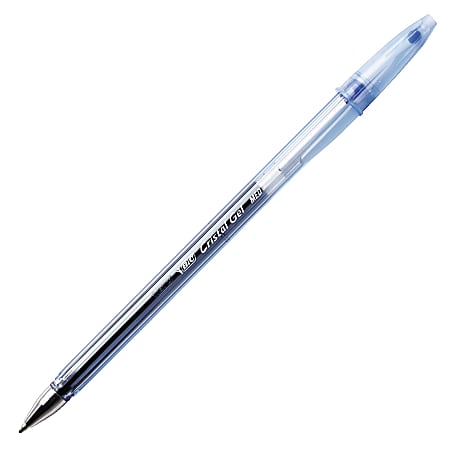 BIC® Cristal® Gel Stic Pens, 1.0 mm, Medium Point, Transparent Blue Barrel, Blue Ink, Pack Of 12