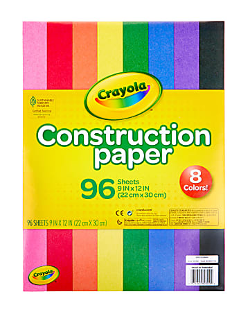 Crayola® Construction Paper, 9 x 12, Assorted Colors, Pack Of 96 Sheets