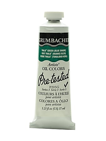 Grumbacher P205 Pre-Tested Artists' Oil Colors, 1.25 Oz, Thalo Green (Blue Shade), Pack Of 2