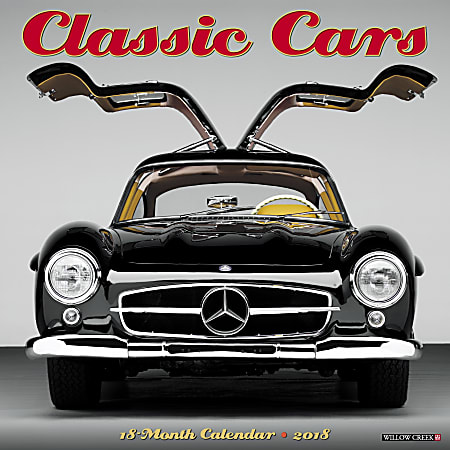 Willow Creek Press 18-Month Wall Calendar, 12" x 12", Classic Cars, July 2017 to December 2018