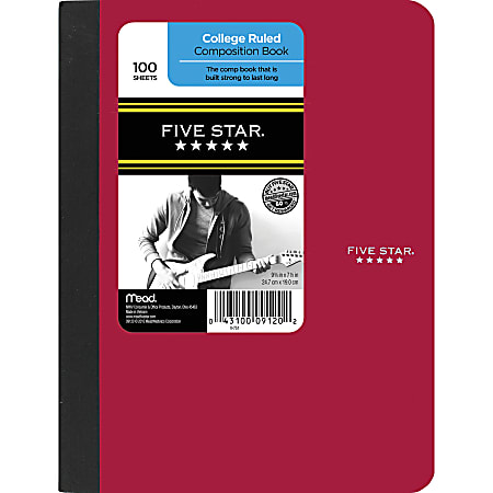 Five Star® Composition Book, 7 1/2" x 9 3/4", College Ruled, 100 Sheets