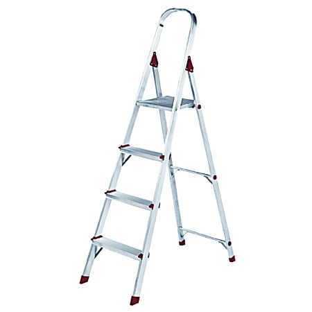 Louisville 4' Alum Platform Step Ladder - 200 lb Load Capacity - 38.3" x 18.4"48" - Aluminum