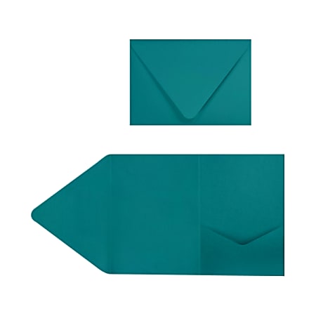 LUX Pocket Invitations, A7, 5" x 7", Teal, Pack Of 10