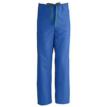 Medline ComfortEase™ Unisex Regular Non-Reversible Drawstring Cargo Scrub Pants, Large, Royal Blue