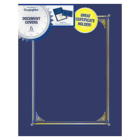 Geographics® 30% Recycled Document Covers, 9 3/4" x 12 1/2", Navy Blue, Pack Of 6