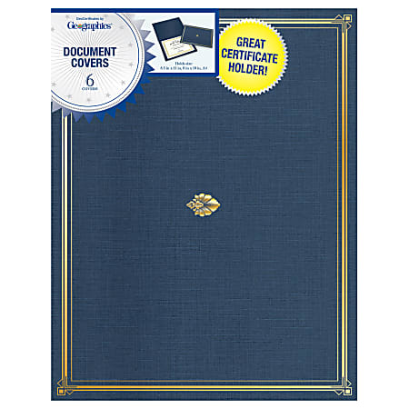 Geographics® 30% Recycled Document Covers, 9 3/4" x 12 1/2", Navy Blue, Pack Of 6