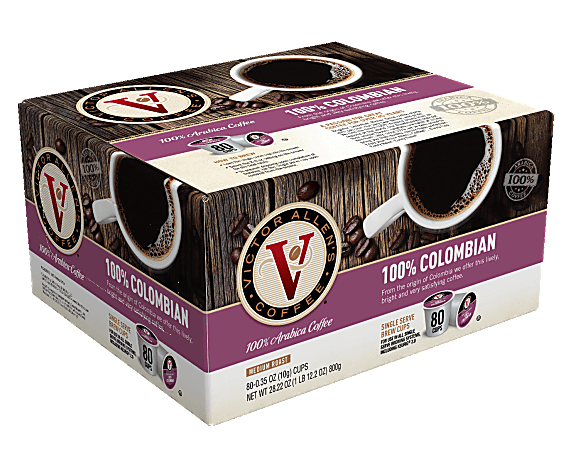 Victor Allen Single-Serve Coffee Pods, Colombian, 0.39 Oz, Carton Of 80