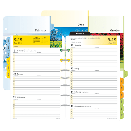 Day-Timer® Serenity 1-Year Weekly Planner Refill Tabs, 5 1/2" x 8 1/2", 30% Recycled, January-December 2014