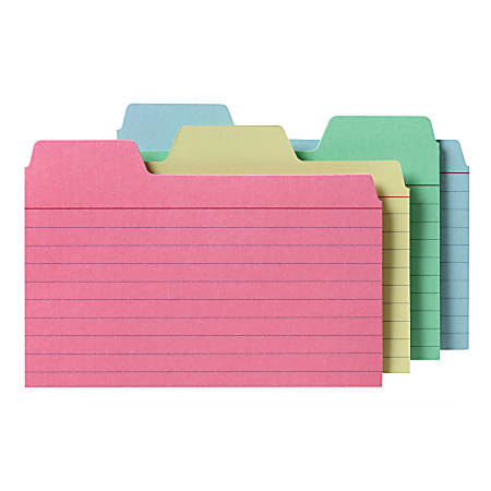 Find It® Tabbed Index Cards, 3" x 5", Assorted Colors, Pack Of 48