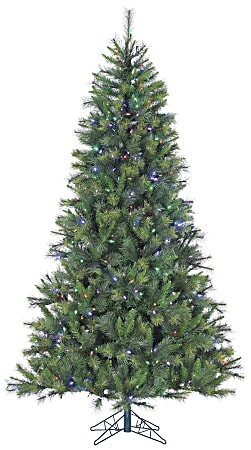 Fraser Hill Farm Canyon Pine Artificial Christmas Tree, 7 1/2', 500 LED Multi Color Lights, Green/Black