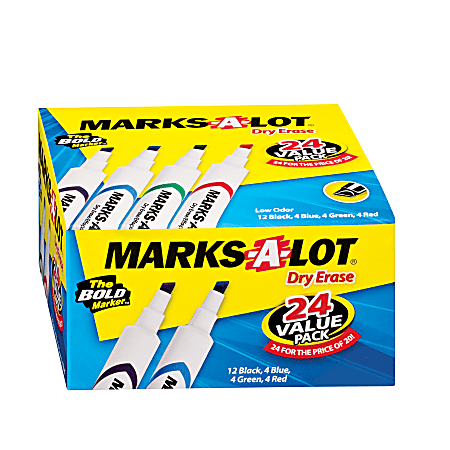 Avery Marks A Lot Dry Erase Markers Chisel Tip Desk Style Assorted Pack Of  8 Markers - Office Depot
