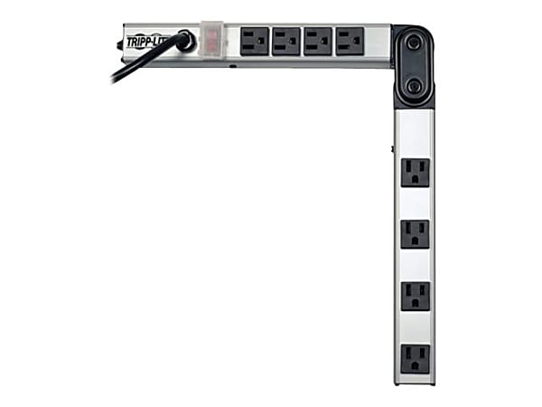 Tripp Lite Foldable Power Strip 1 Pivot 5-15R 8 Outlet 15' Cord 24" Length - Power strip - AC 120 V - 1500 Watt - input: NEMA 5-15 - output connectors: 8 - 15 ft cord - black, aluminum