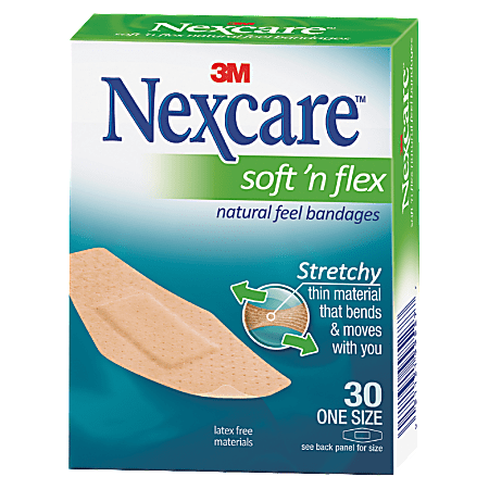 Nexcare™ Soft 'N Flex Bandages, 1 1/8" x 3", Tan, Box Of 30