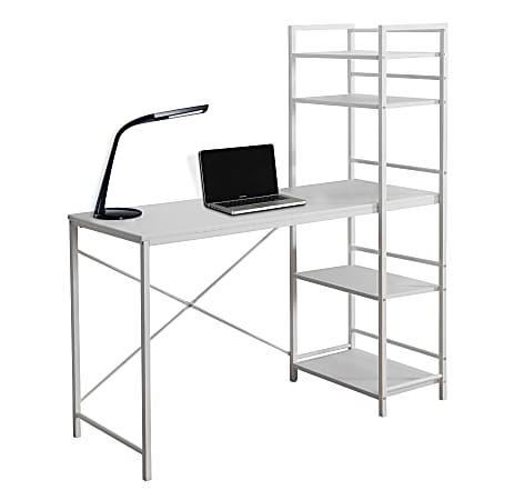 Monarch Specialties Metal Computer Desk With Bookcase, White