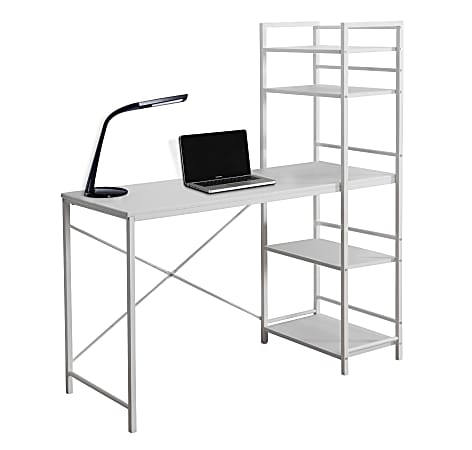 Monarch Specialties 48"W Metal Computer Desk With Bookcase, White