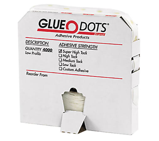 Glue Dots, 1/2", High-Tack, Medium Profile, Pack Of 4,000