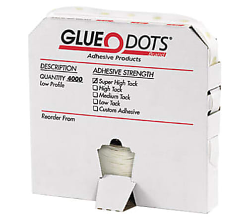 Glue Dots, 1/2", High-Tack, Medium Profile, Pack Of 4,000