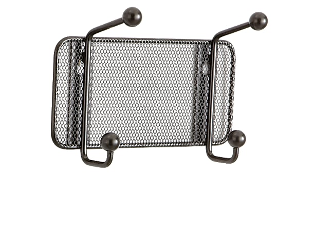 Safco® Onyx Mesh Wall Rack, 2 Double Hooks, Black