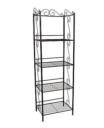 Monarch Specialties 70"H 4-Shelf Metal Etagere Bookcase With Scroll Motif, Copper