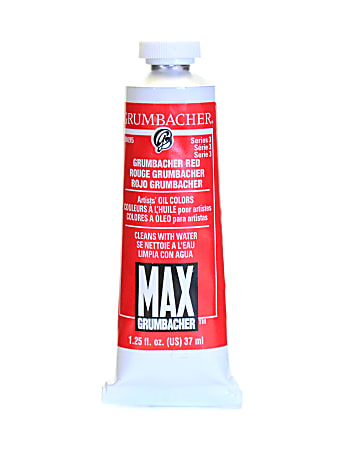 Grumbacher Max Water Miscible Oil Colors, 1.25 Oz, Grumbacher Red (Naphthol Red), Pack Of 2
