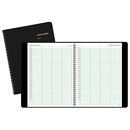 AT-A-GLANCE® 4-Person Group Daily Appointment Book, 8" x 10 7/8", Black, January to December 2018 (7082205-18)