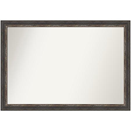 Amanti Art Narrow Non-Beveled Rectangle Framed Bathroom Wall Mirror, 27-1/2” x 35-1/2”, Bark Rustic Char