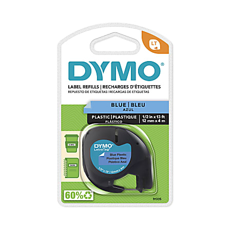 DYMO® LetraTag 91335 Black-On-Blue Labeling Tape, 0.5" x 13'