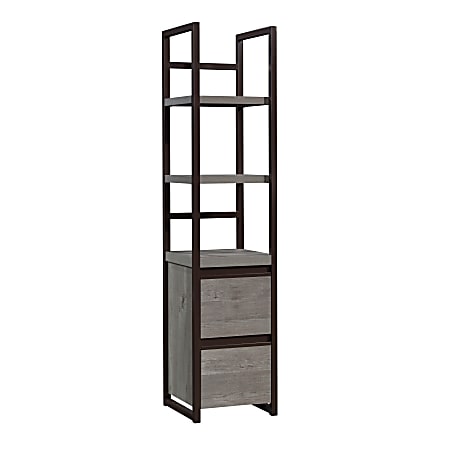 Sauder® Manhattan Gate 16-1/2"D Vertical File Cabinet With 2-Shelf Bookcase Tower, Mystic Oak