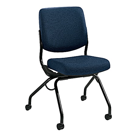 HON® Perpetual® Mobile Nesting Chair, 36"H x 26"W x 26"D, Navy Fabric/Black Frame