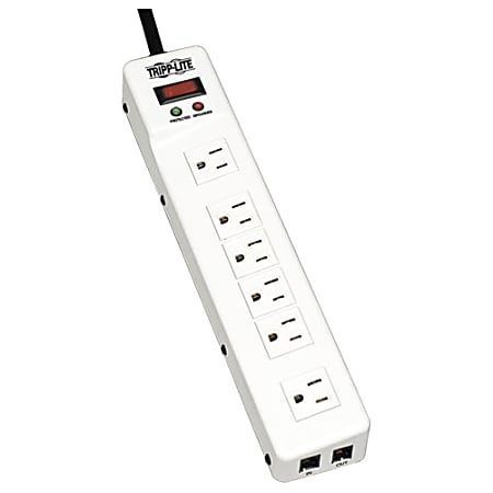 Eaton Tripp Lite Series Surge Protector Power Strip 120V RJ11 RT Angle 6 Outlet Metal 15' Crd - Surge protector - TLM626TEL15