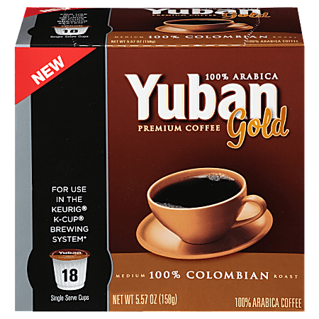 Yuban Gold Coffee K-Cups®, 100% Colombian Medium Roast, 5.57 Oz, Pack Of 18