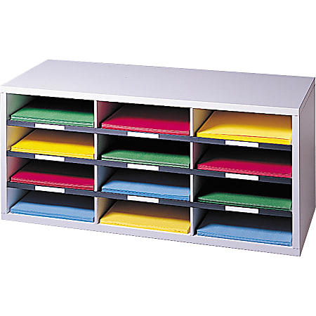 Fellowes&reg; 12-Compartment Desktop Organizer, 12 15/16" x 11 7/8", Dove Gray