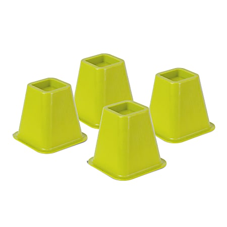 Honey-Can-Do Plastic Bed Risers, 6"H x 6 1/2"W x 6 1/2"D, Green, Pack Of 4