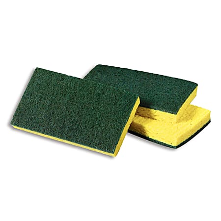 Scotch Brite Acetate Medium Duty Scrub Sponge 74 Large YellowGreen Carton  Of 20 - Office Depot