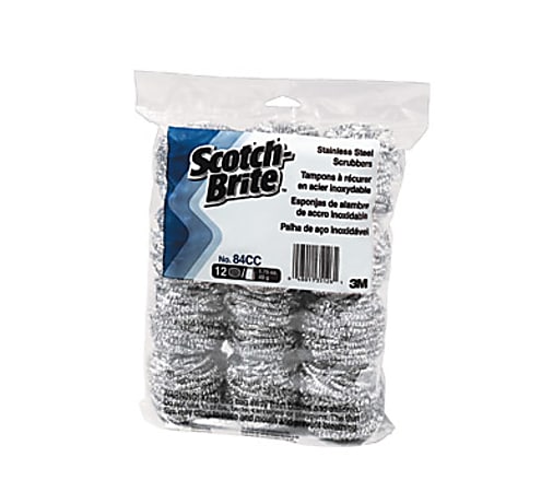 Scotch Brite Stainless Steel Scrubber No. 84 1.75 Oz Silver Box Of 12 -  Office Depot