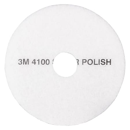 3M™ 4100 Super Polishing Floor Pads, 18" Diameter, White, Pack Of 5 Pads