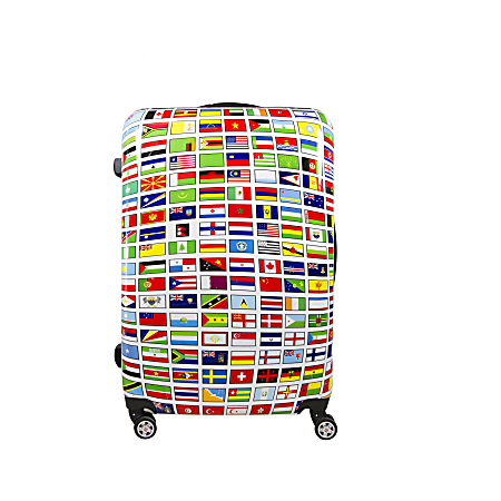 ful Flags Hard Case 3-Piece Plastic Spinner Luggage Set, Multicolor