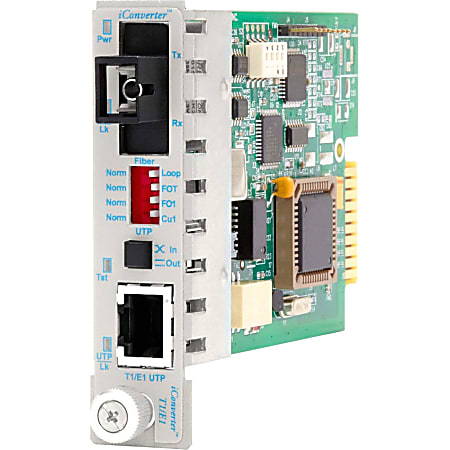 Omnitron iConverter T1/E1 Single-Fiber Media Converter RJ48 SC Single-mode 40km BiDi Module Wide Temp - 1 x T1/E1; 1 x SC Single-mode Single-Fiber (1310/1550); Internal Module; Lifetime Warranty