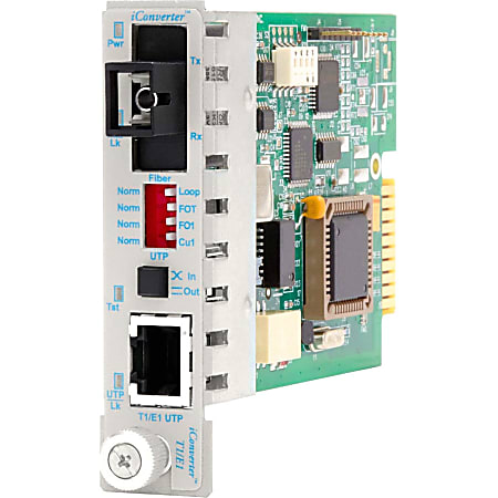 Omnitron iConverter T1/E1 Single-Fiber Media Converter RJ48 SC Single-mode 40km BiDi Module Wide Temp - 87112W