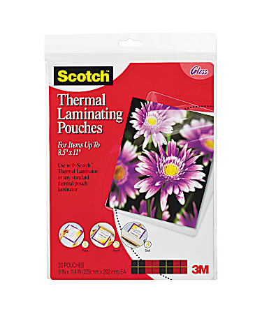 Scotch® Thermal Laminating Pouches, 8 1/2" x 11", Clear, Pack Of 20